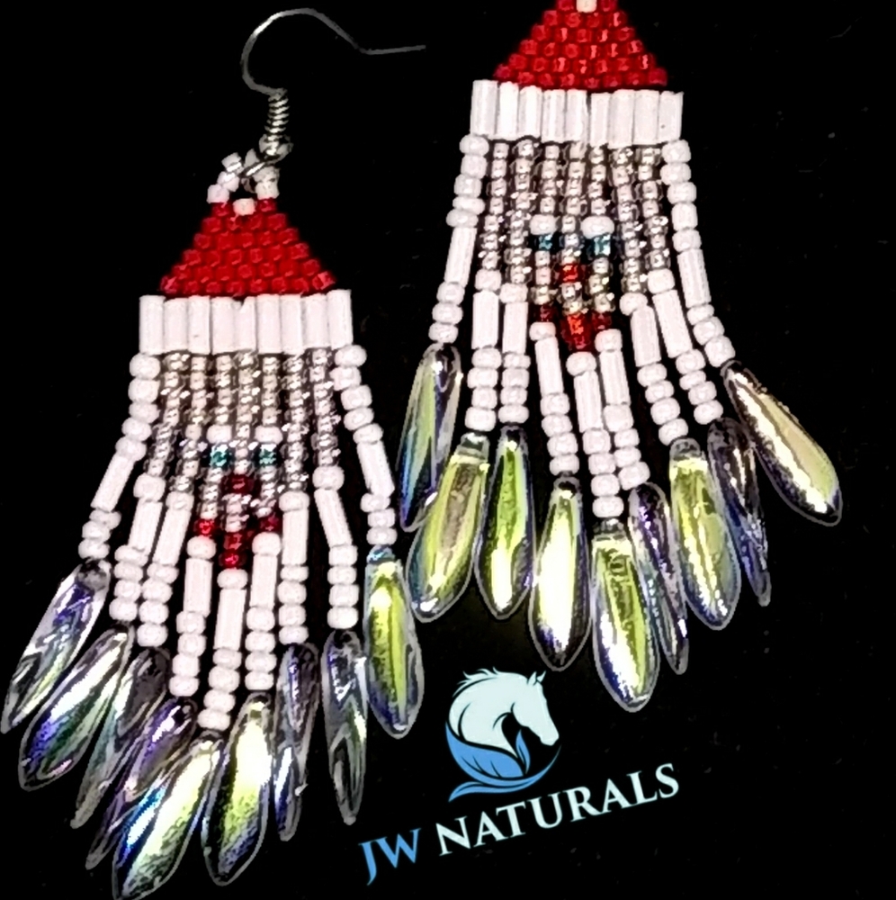 Artisan Santa Christmas Holiday Beaded Earrings